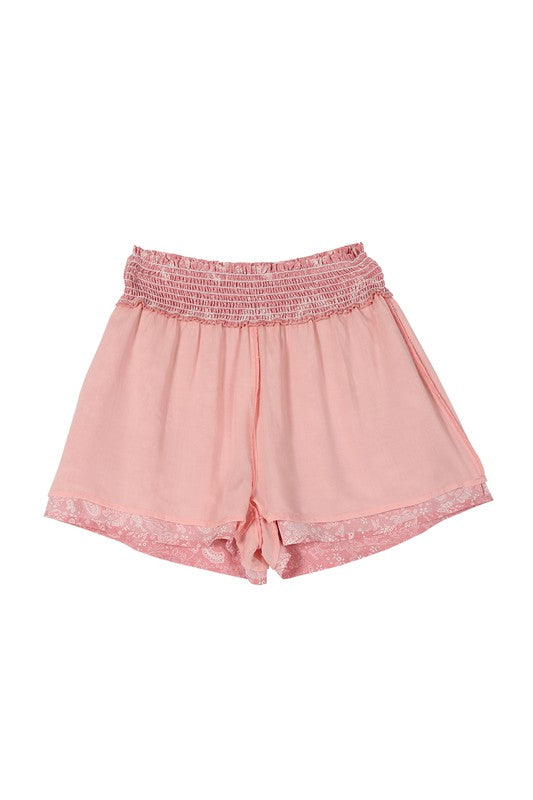 Paisley shirred waist casual shorts -  BP