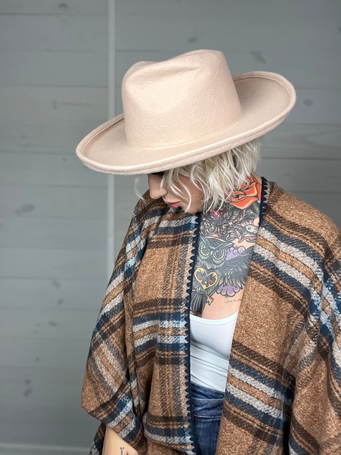 Naughty Neutrals Wool Wide Brim Hat