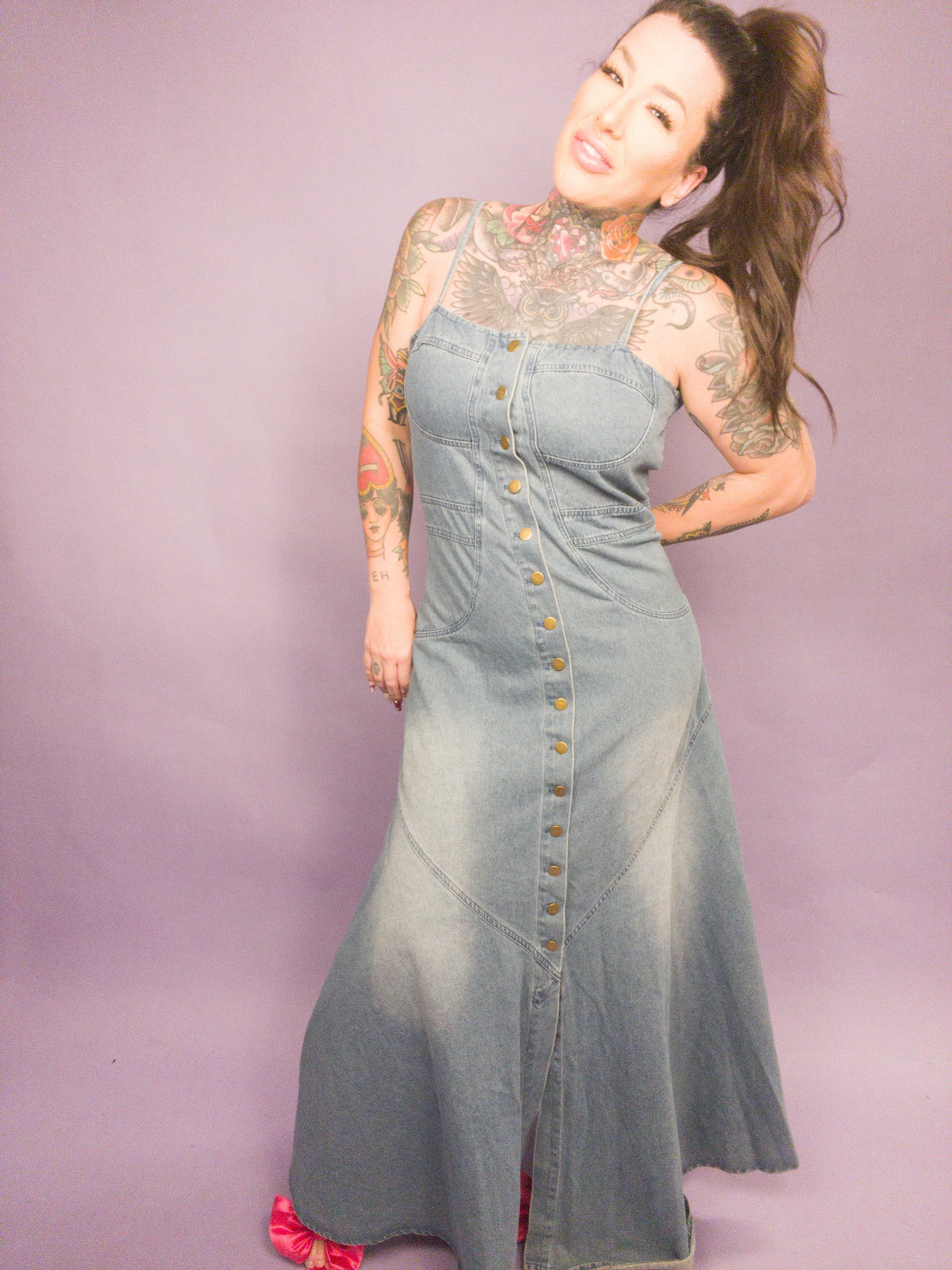 CURVY Jade By Jane - Button Down Sleeveless Denim Dress Rebel Gypsy CURVY Jade By Jane - Button Down Sleeveless Denim Dress Rebel Gypsy