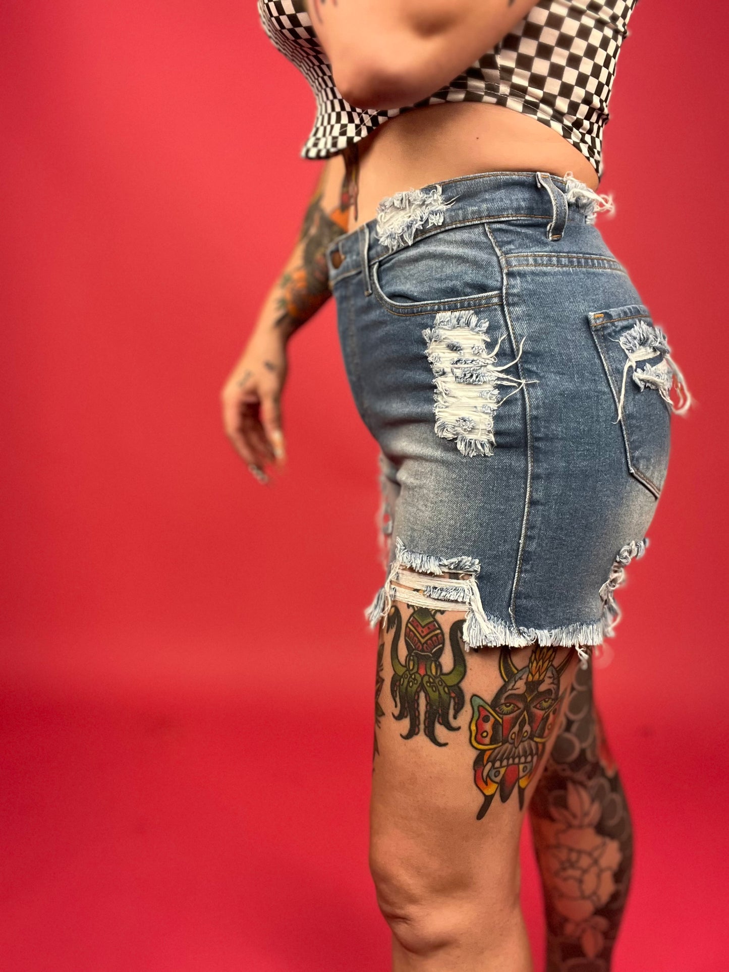 Vibrant M.I.U. Distressed Denim Short - BP