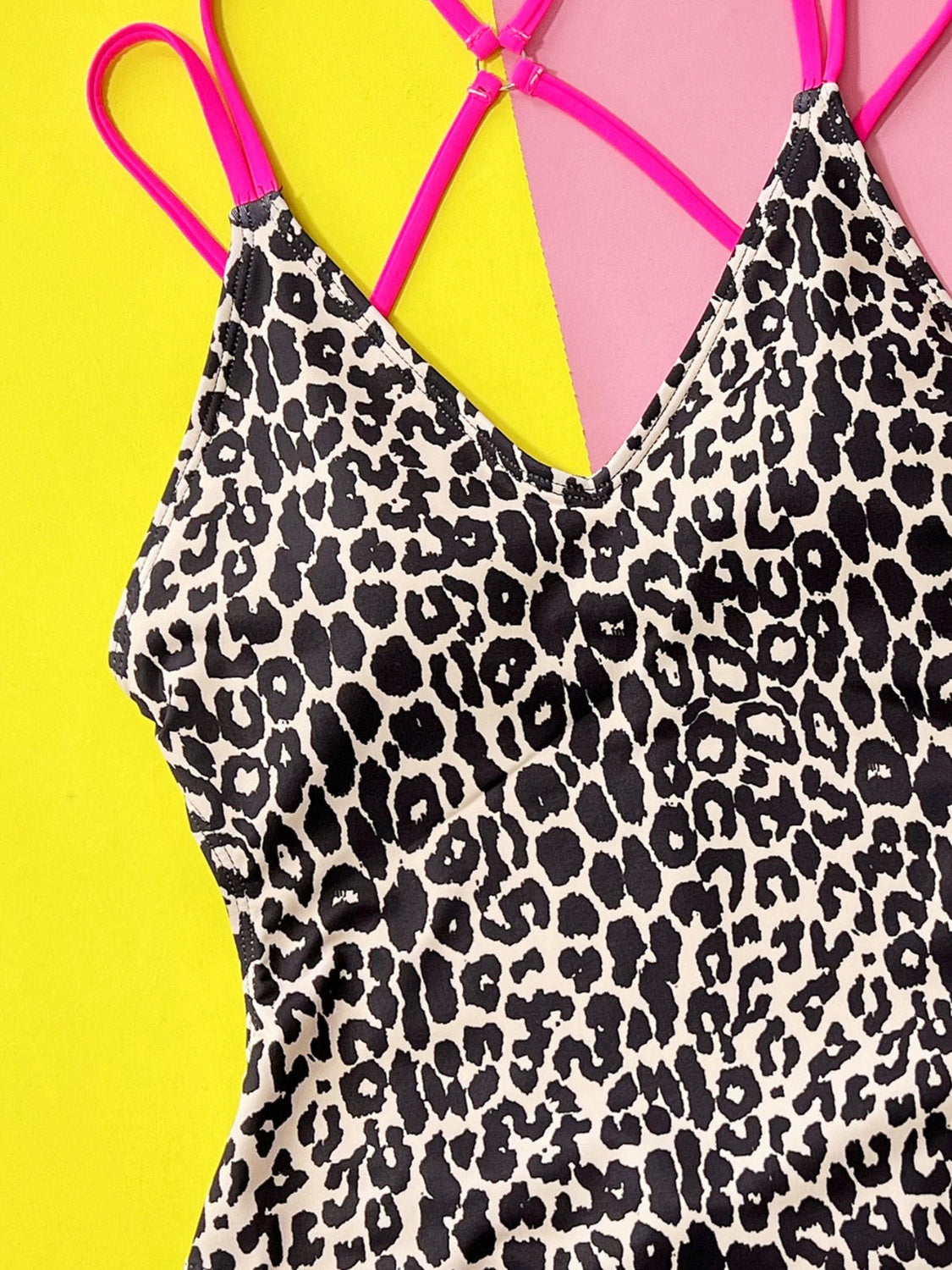 Right & Tight Leopard Plunge Spaghetti Strap One-Piece Swimwear (Multiple Colors) - BP