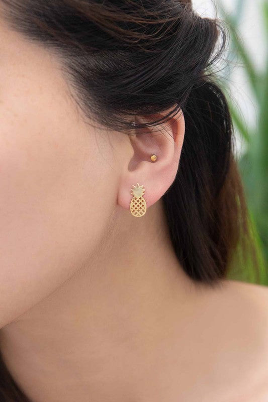 Pineapple Earrings 18K Rose & 24K Gold - BP