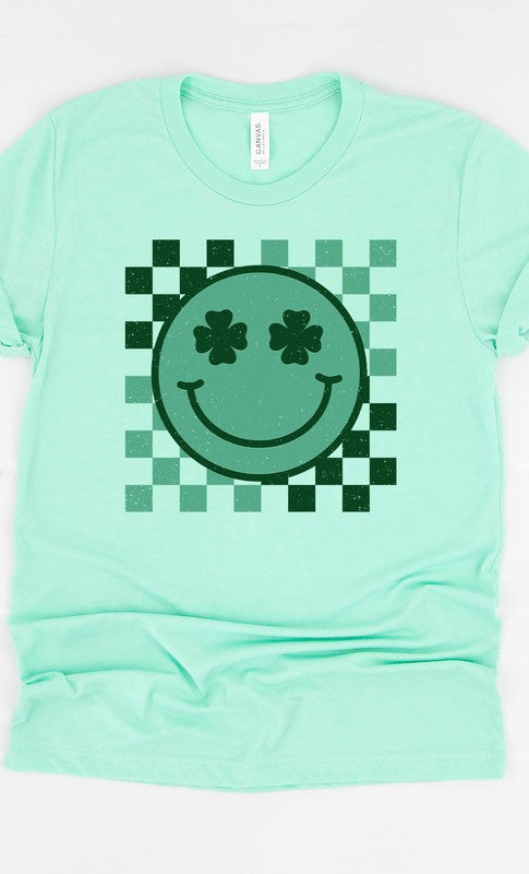 CURVY - Checker Clover Smiley St Patrick PLUS Graphic Tee (MULTIPLE COLORS) - BP