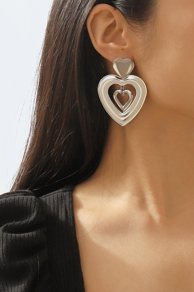 Retro Fascination Large Heart Drop Earrings