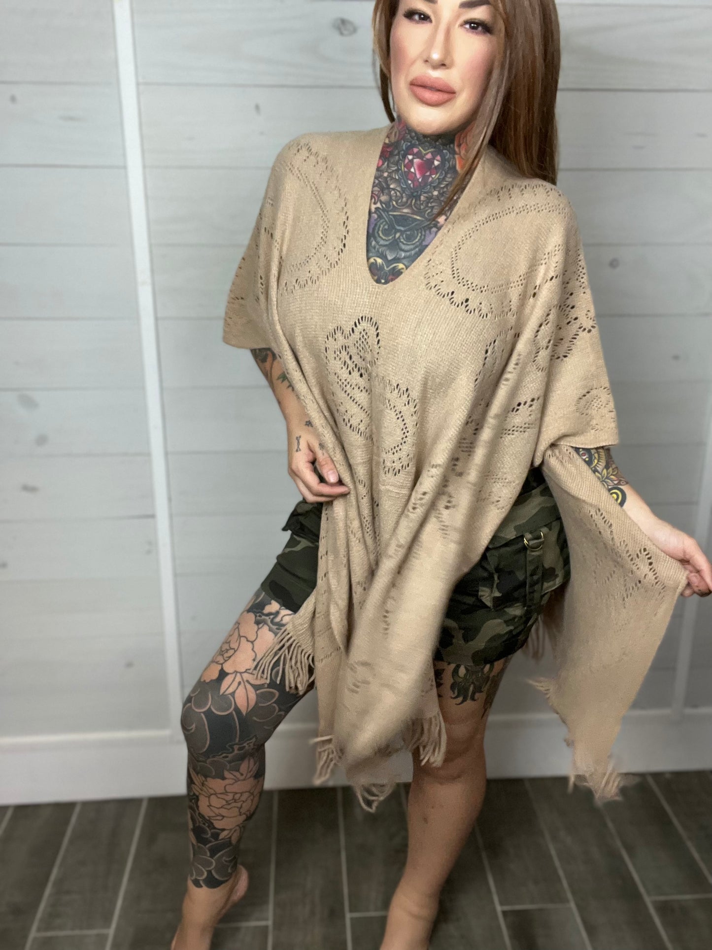 Warm Your Heart Paisley Fringe Poncho