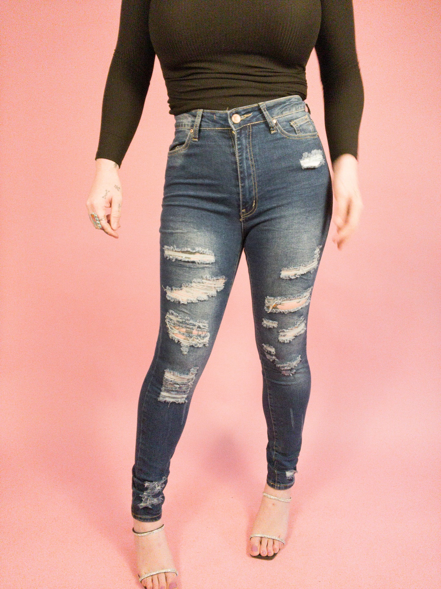 We're Finished Distressed Jeans