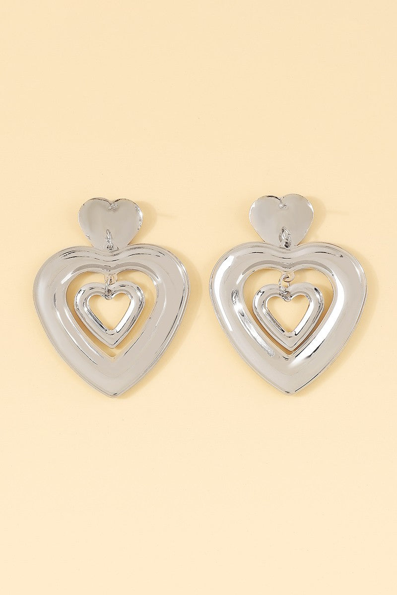 Retro Fascination Large Heart Drop Earrings