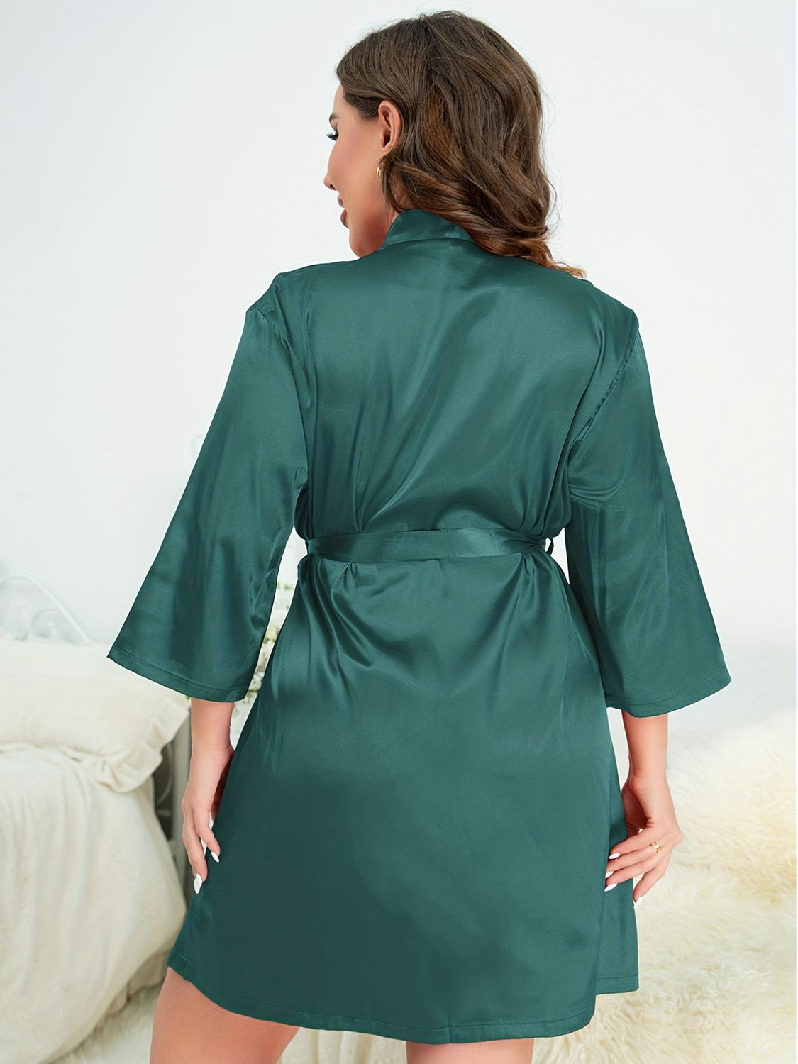 (1X-5X) Sassy Date Nights Surplice Neck Tie Waist Robe (Multiple Colors) - BP