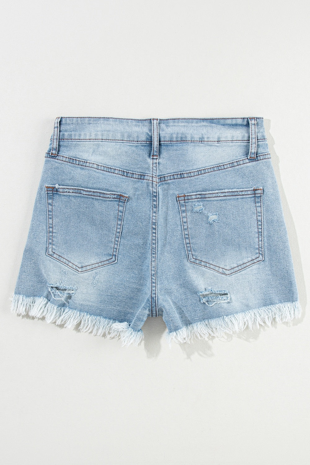 (8-16) Emory Distressed Raw Hem Denim Shorts