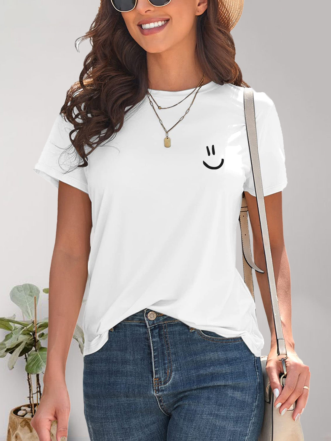 (S-2X) Smile On Purpose Graphic Round Neck Short Sleeve T-Shirt (Multiple Colors) - BP