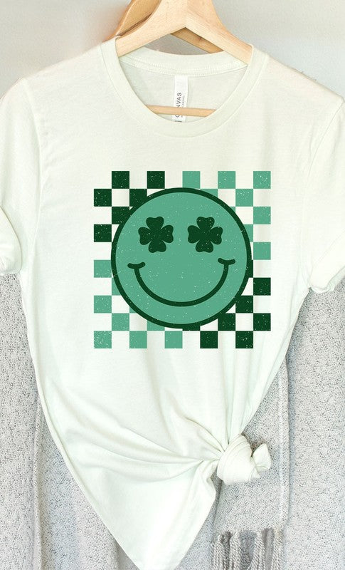 CURVY - Checker Clover Smiley St Patrick PLUS Graphic Tee (MULTIPLE COLORS) - BP