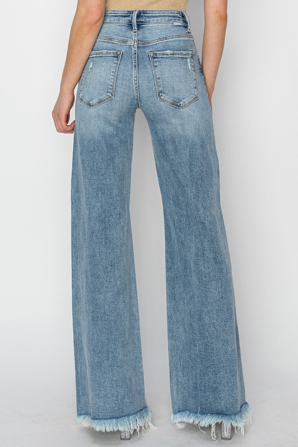 RISEN Gemma Mid Rise Button Fly Wide Leg Jeans - BP