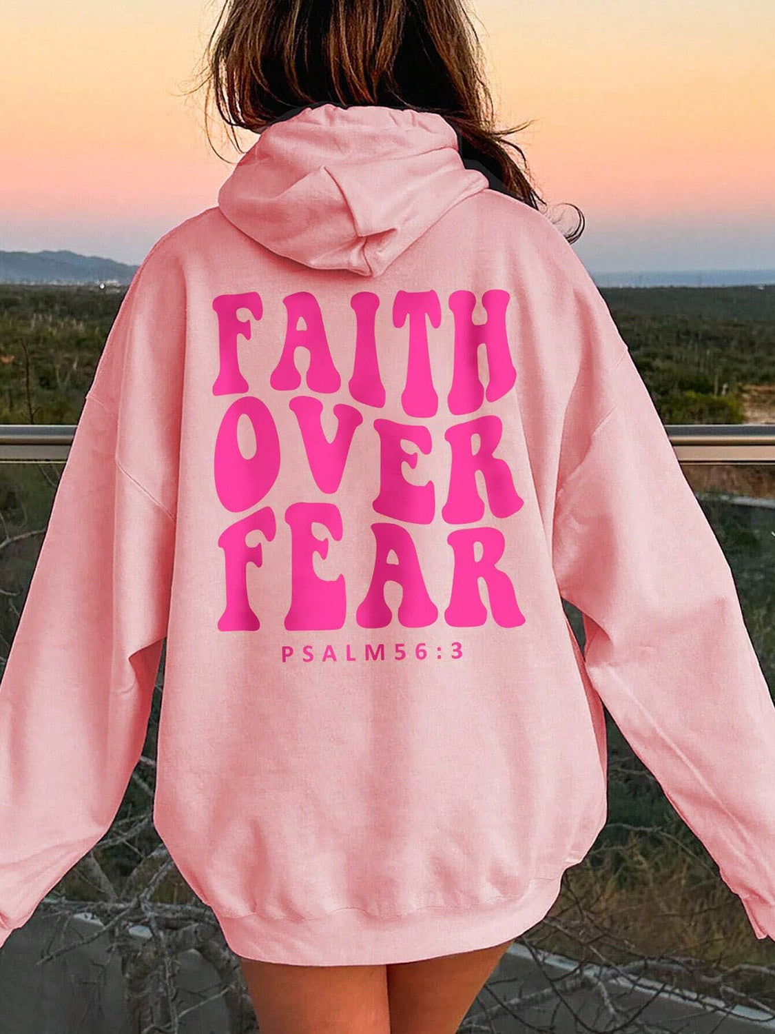 (S-2X) Faith Over Fear Dropped Shoulder Hoodie - Multiple Colors)