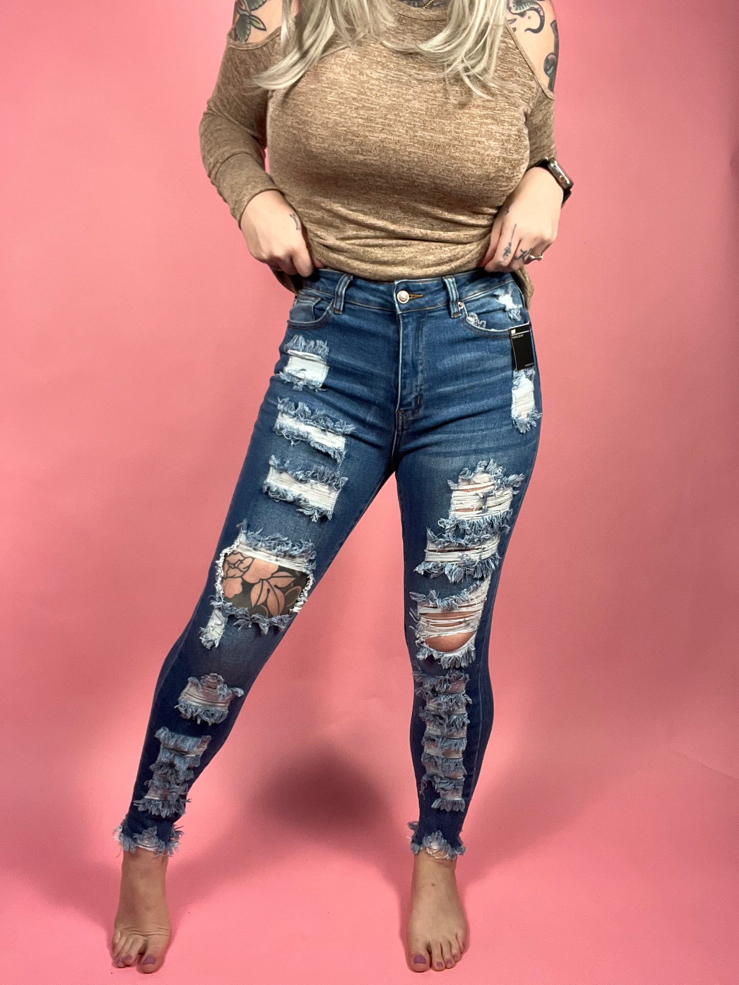 Talk Back Curvy/Reg High Rise Skinny Denim Jeans