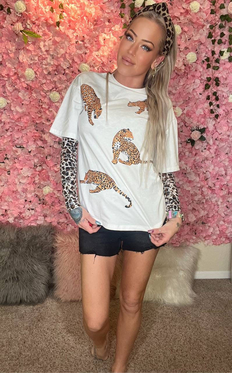 Earn Your Spot Cheetah Round Neck Dropped Shoulder T-Shirt - BP