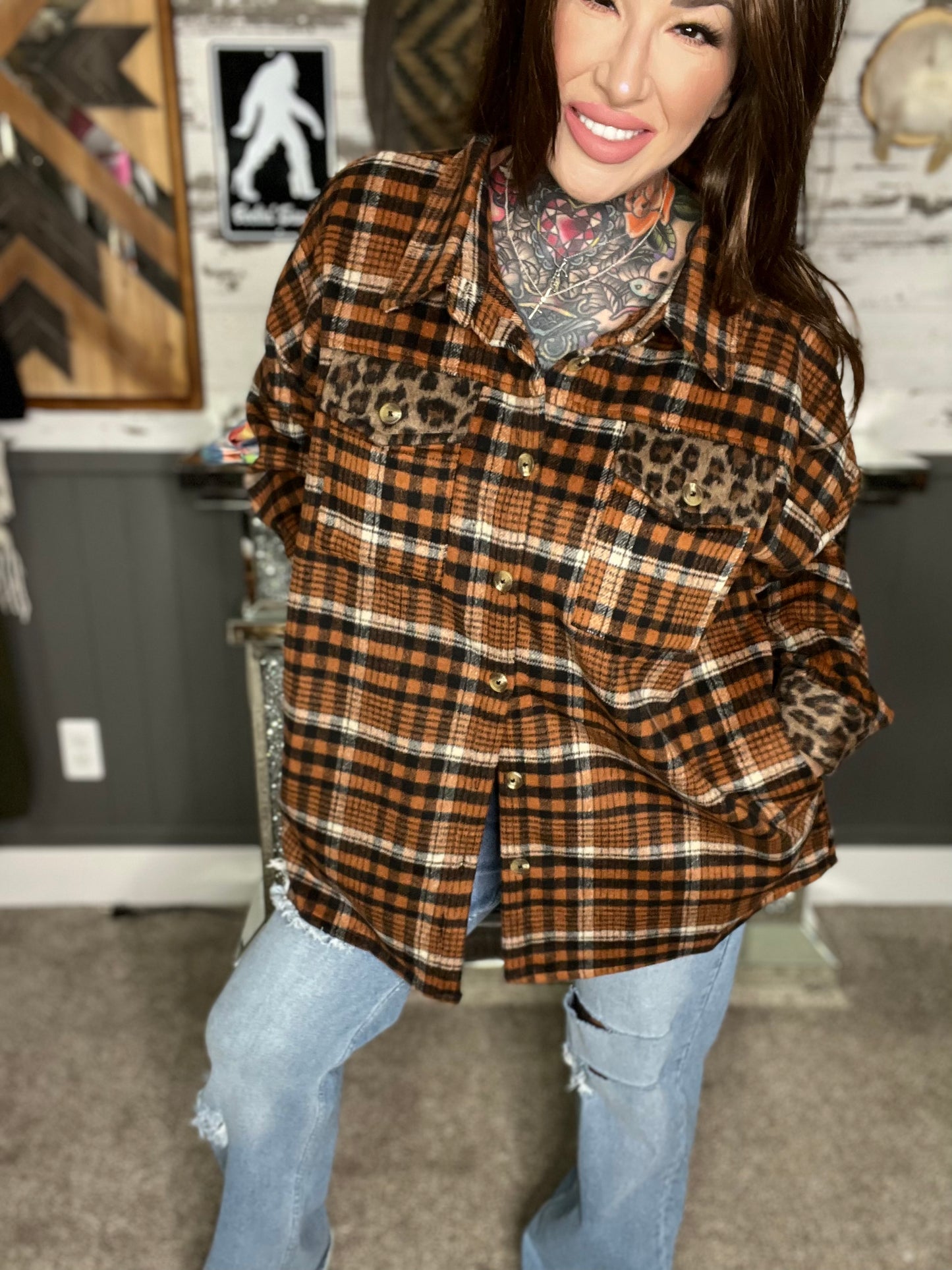 Boo In Boujee Curvy Plaid Shacket