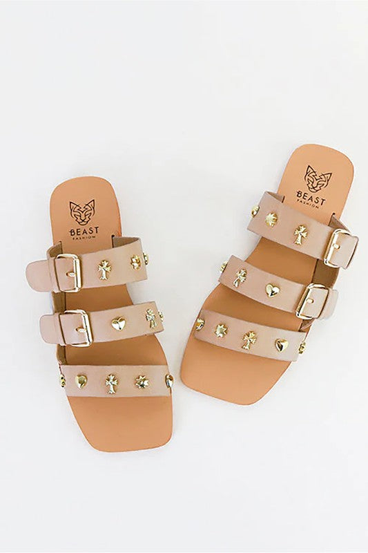 Everything In Between Studded Flat Sandals (BEAST) - BP