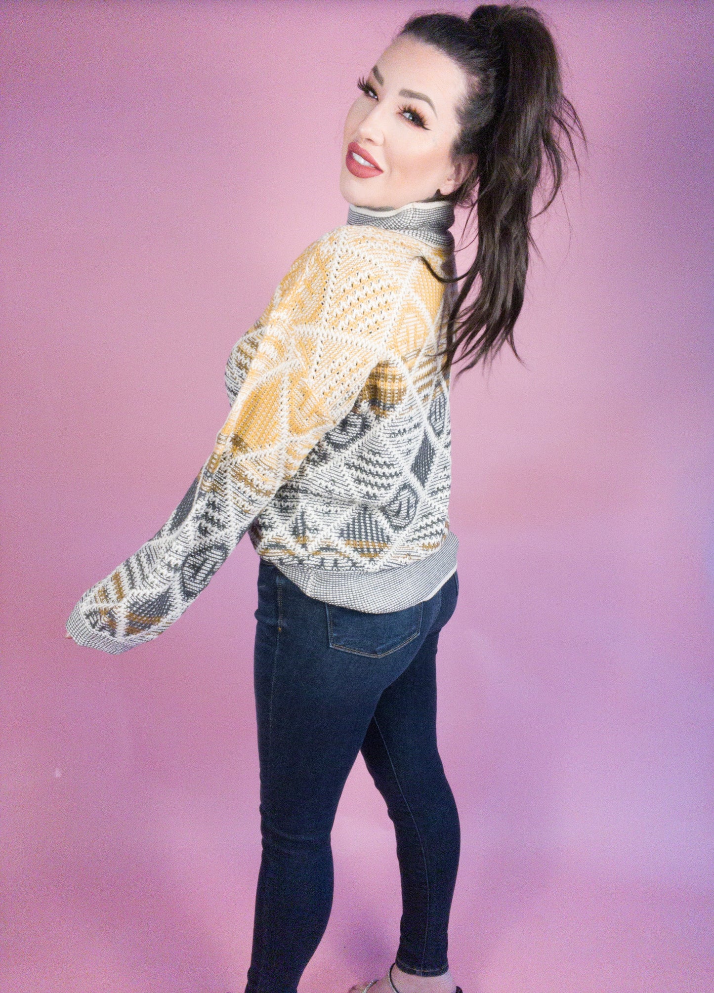 No Sugar Coating Mock Neck Oversized Sweater