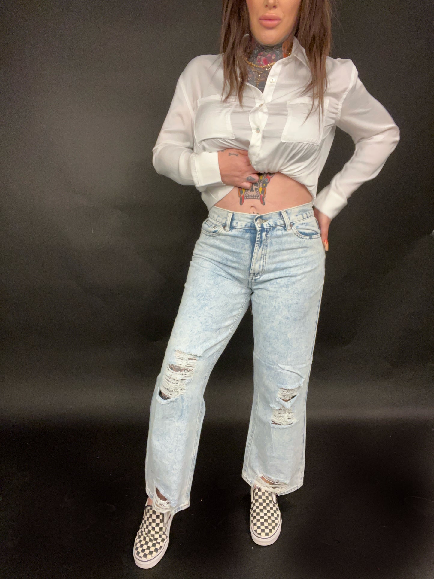 See Ya Later Girl Wide Leg Distressed Skater Jeans (Sizes 1-13)