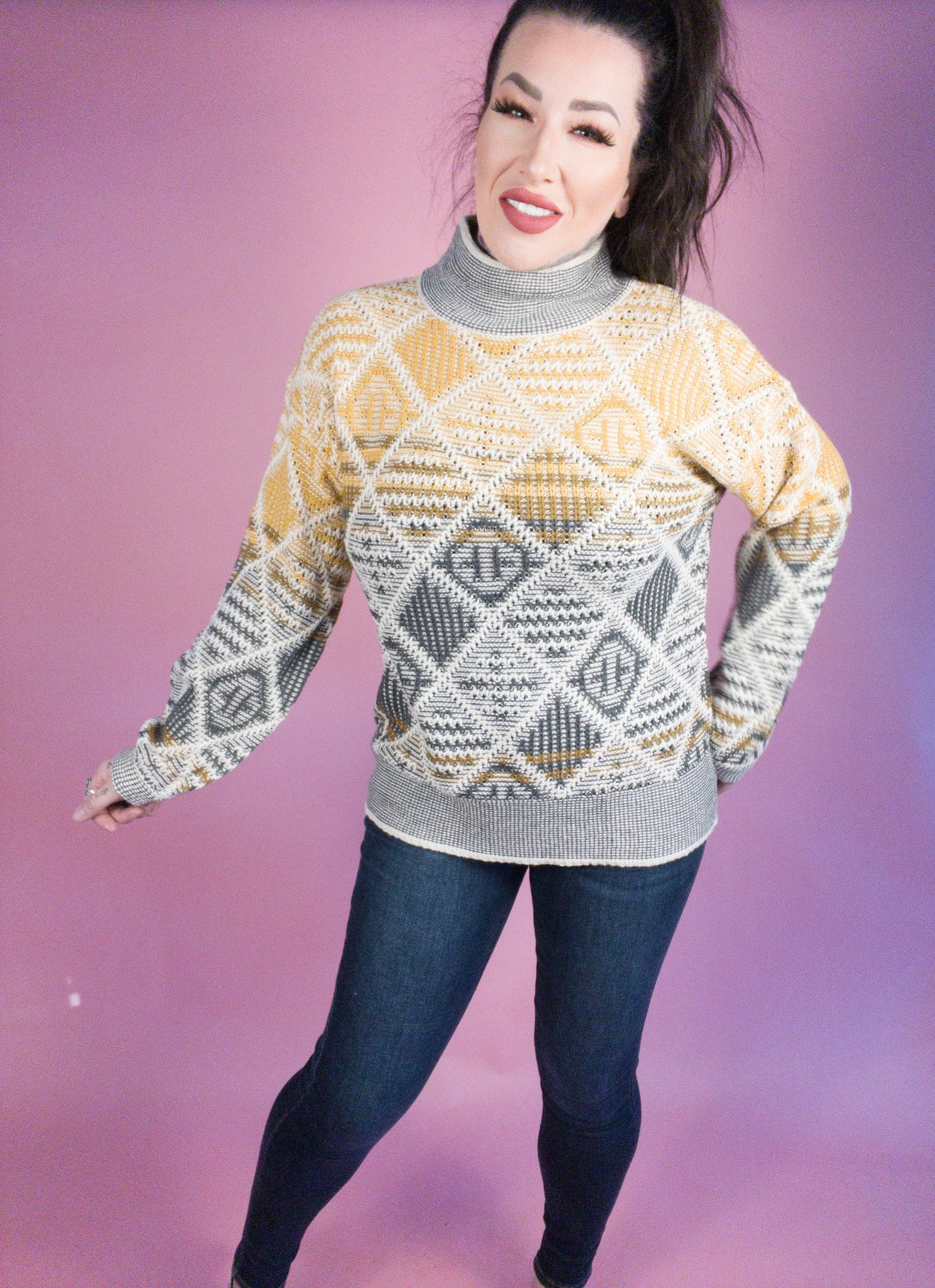 No Sugar Coating Mock Neck Oversized Sweater