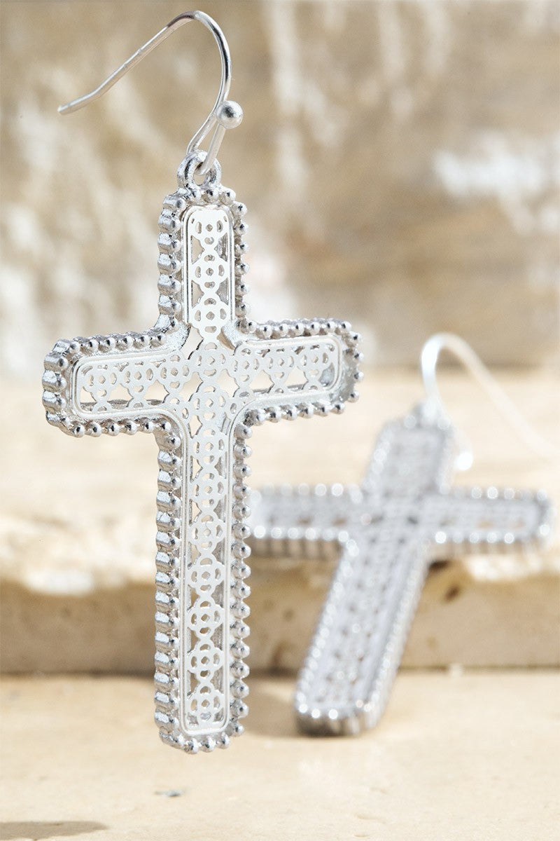 He Is Risen Plated Cross Earrings