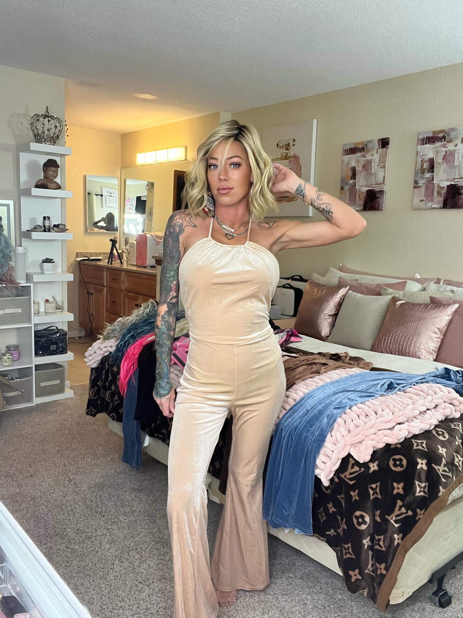 Pussy Cat Velvet Romper