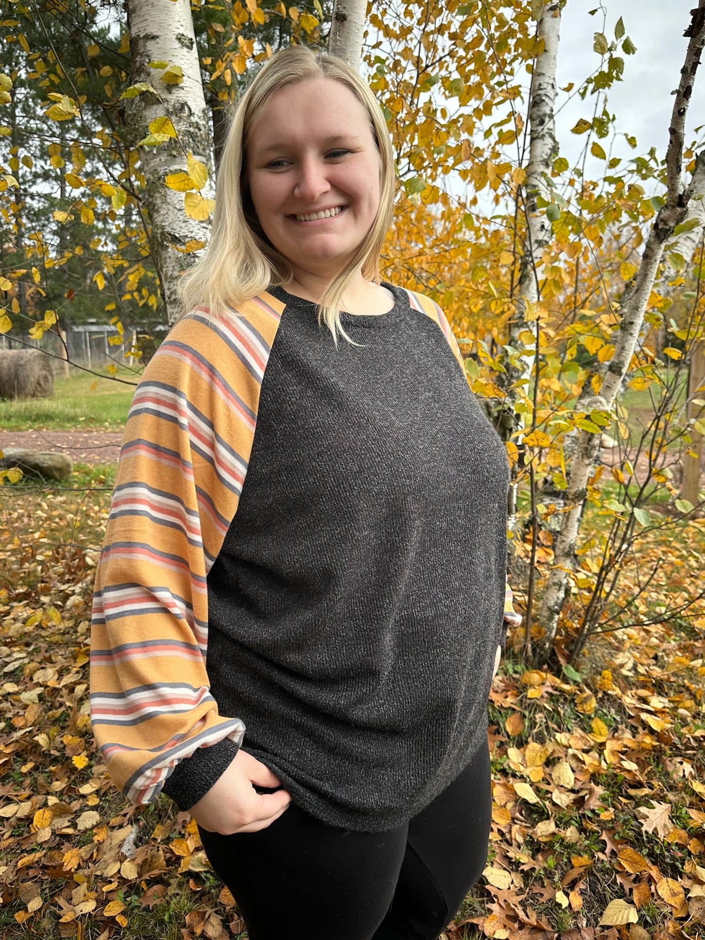 Totally In Tune Striped Sleeve Top