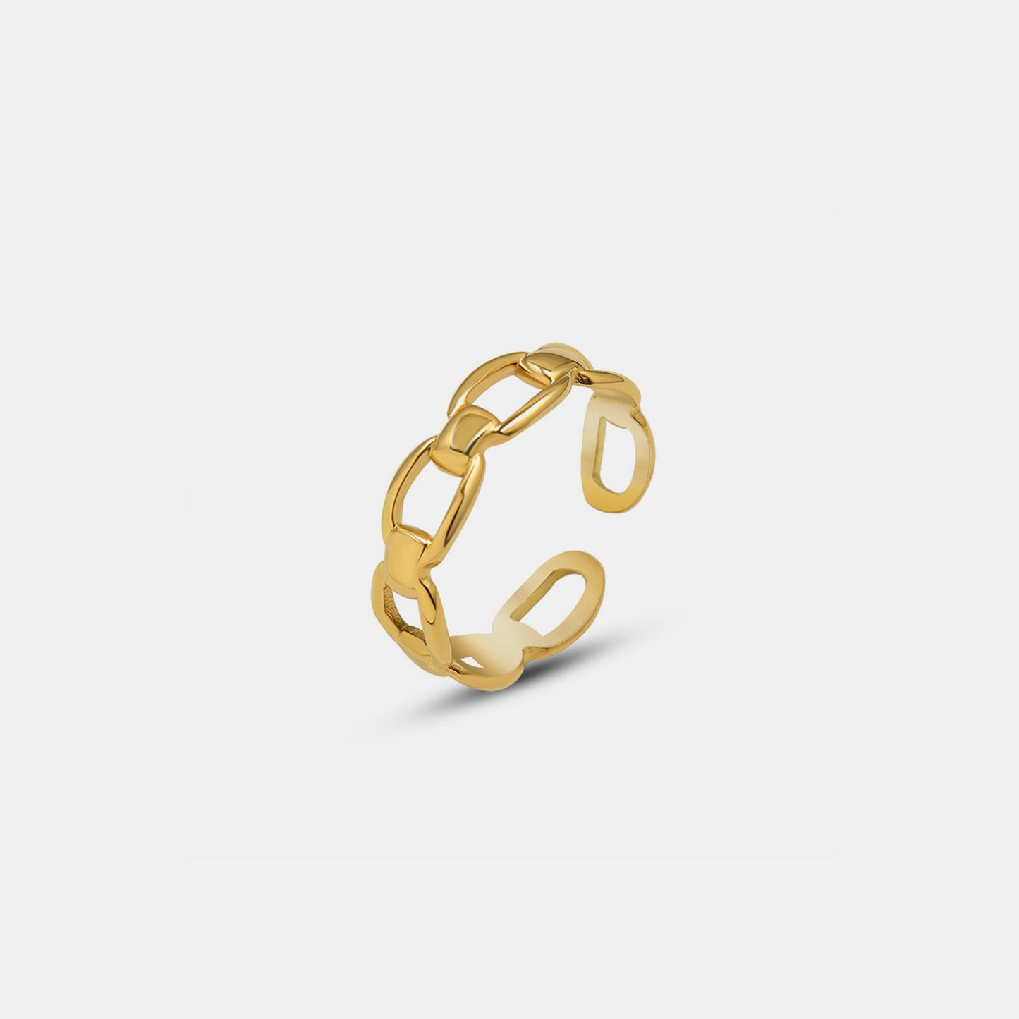 Chained To Me Titanium Steel Gold-Plated Adjustable Ring