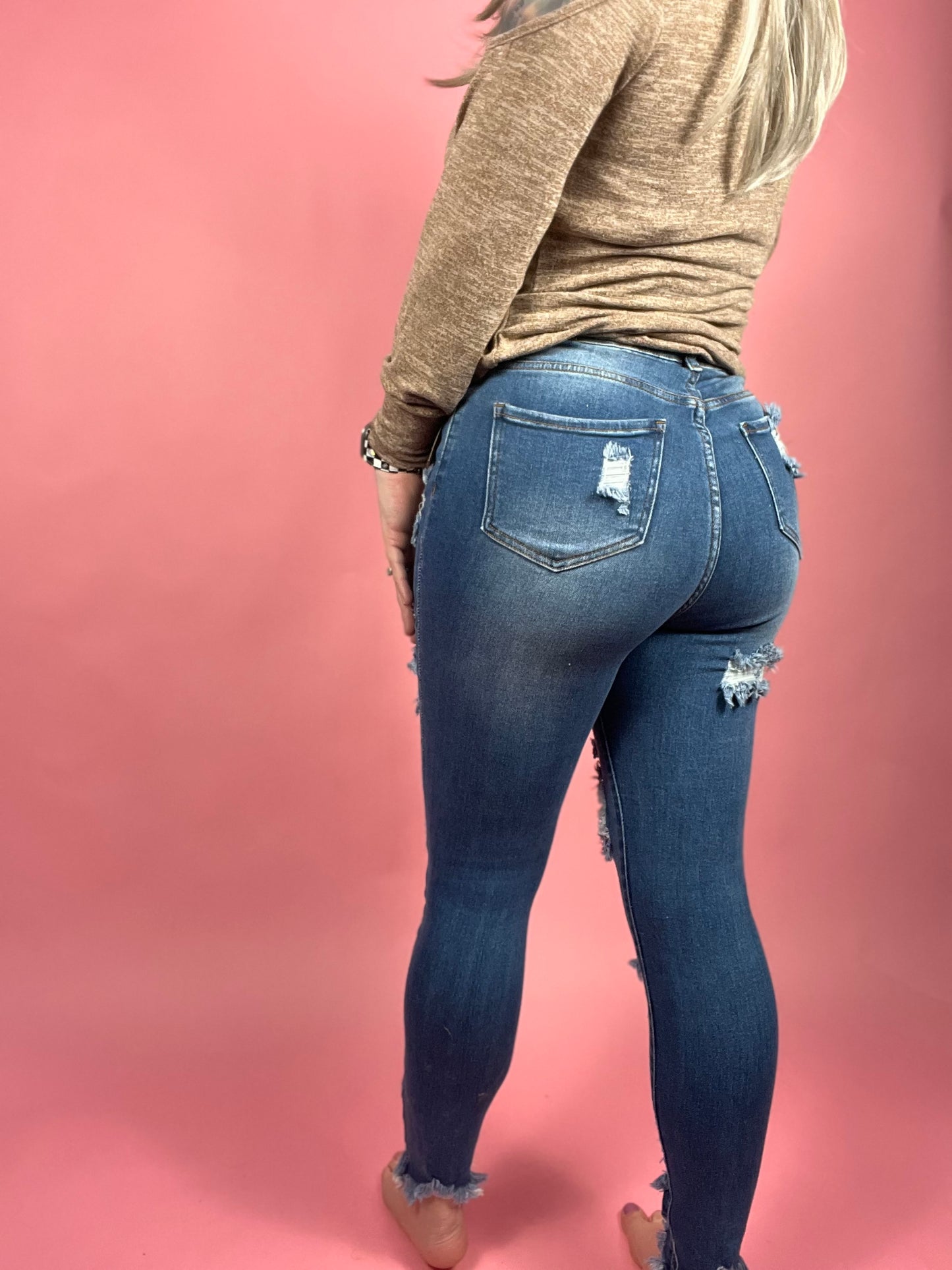 Talk Back Curvy/Reg High Rise Skinny Denim Jeans