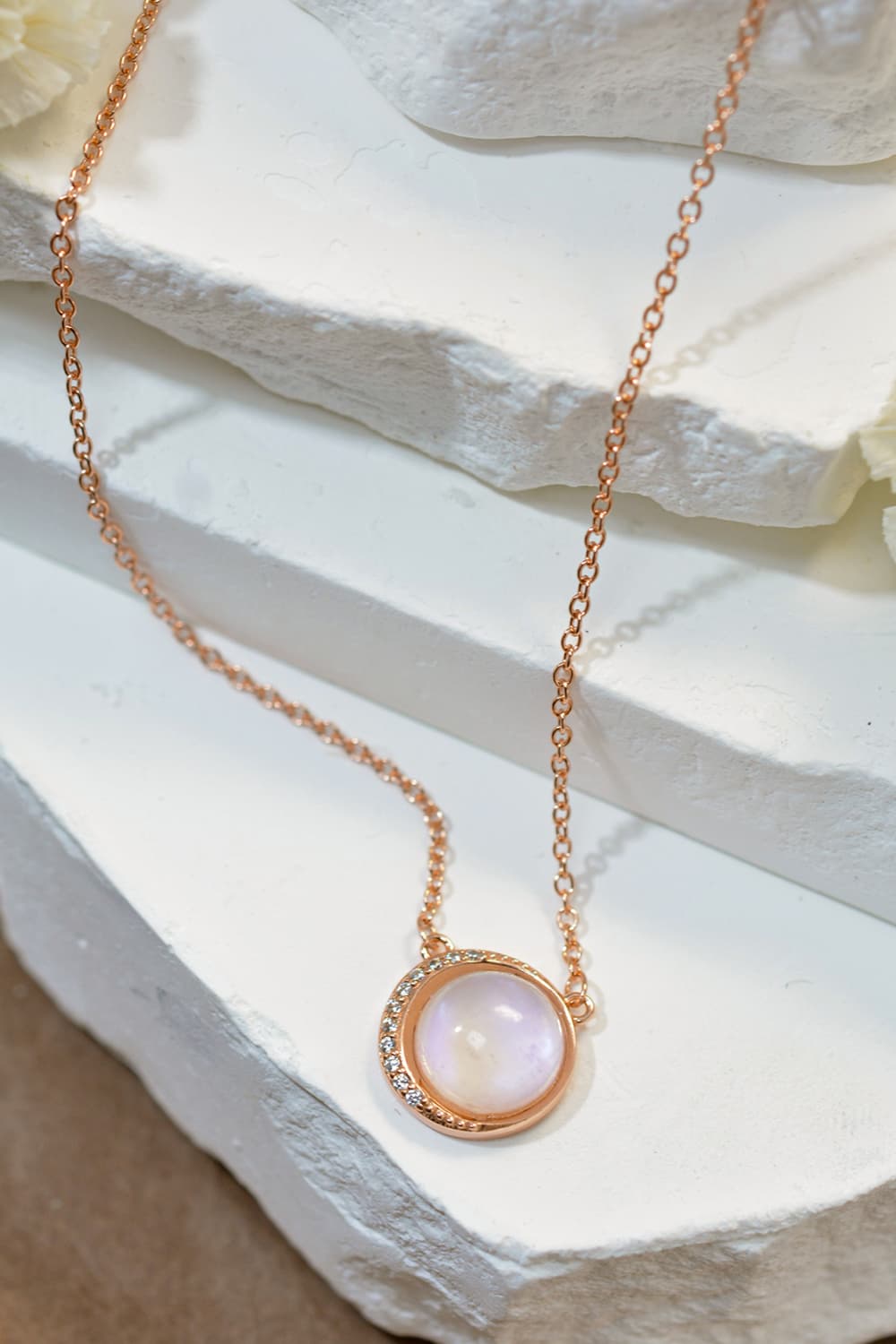 Gypsy Moon Natural Moonstone 18K Rose Gold-Plated 925 Sterling Silver Necklace - BP