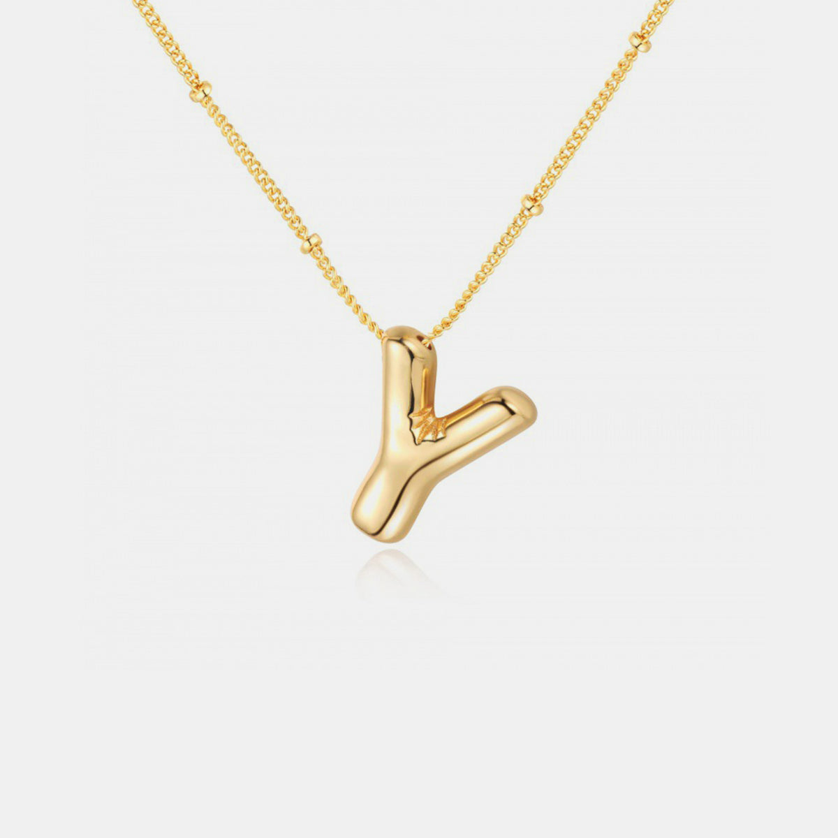 (T-Z) What’s My Name Gold-Plated Bubble Initial Necklace