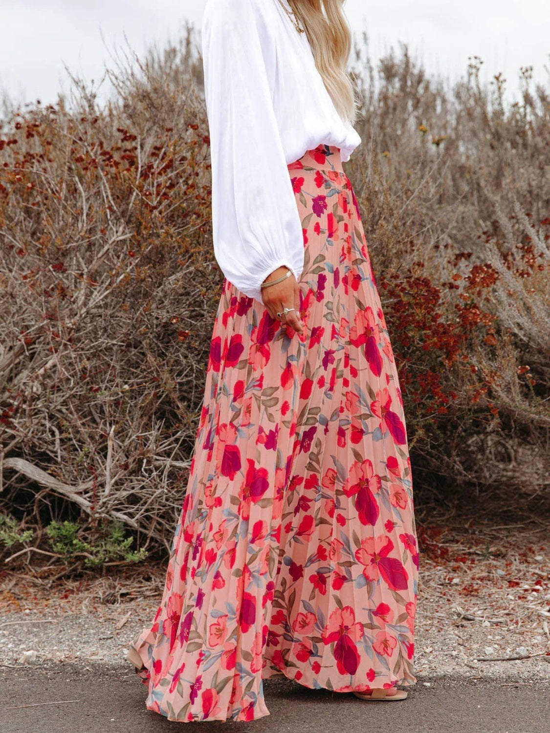 (S-2X) Brunch In Bali Pleated Maxi Skirt - BP