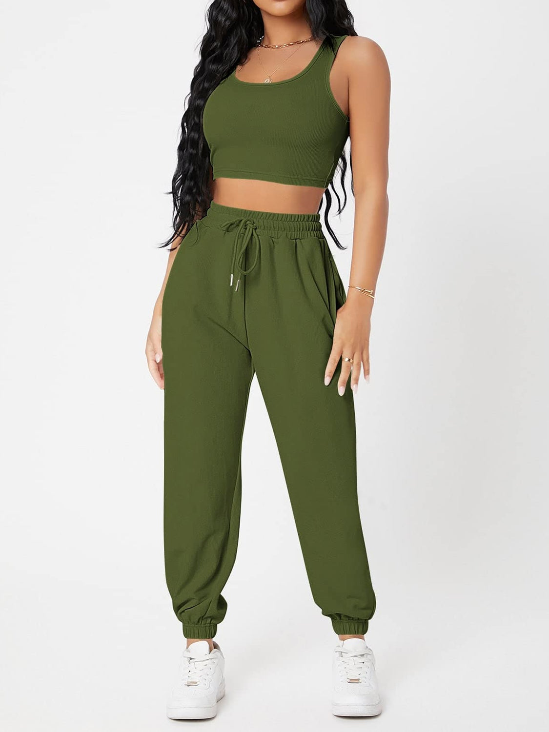 Snagged Your Attention Wide Strap Top and Drawstring Joggers Set (Multiple Colors)