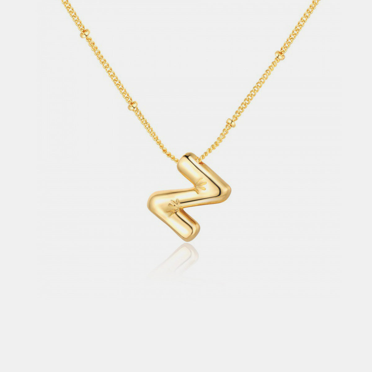 (T-Z) What’s My Name Gold-Plated Bubble Initial Necklace