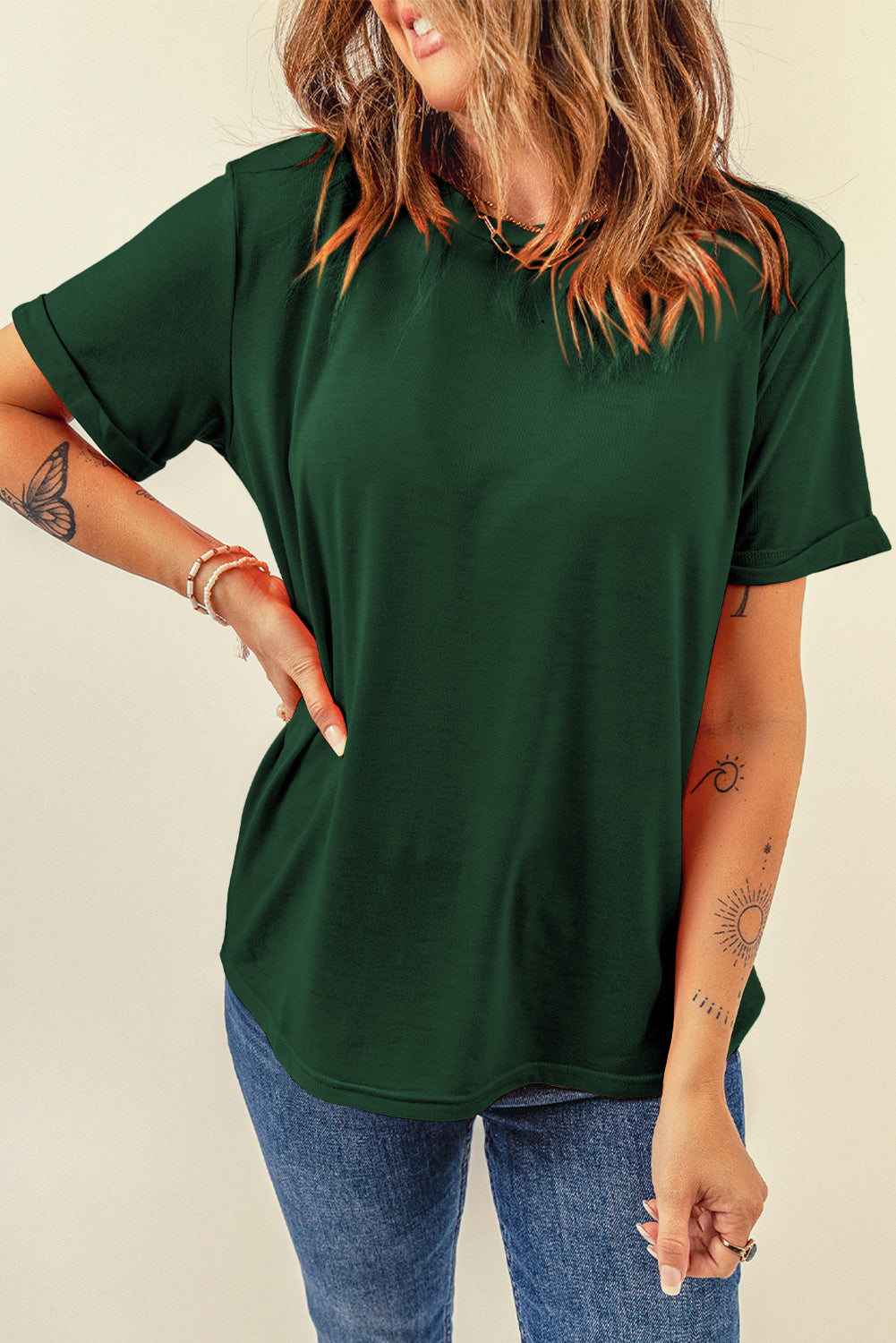 (S-2X) Basic Bishes Round Neck Short Sleeve T-Shirt (Multiple Colors)