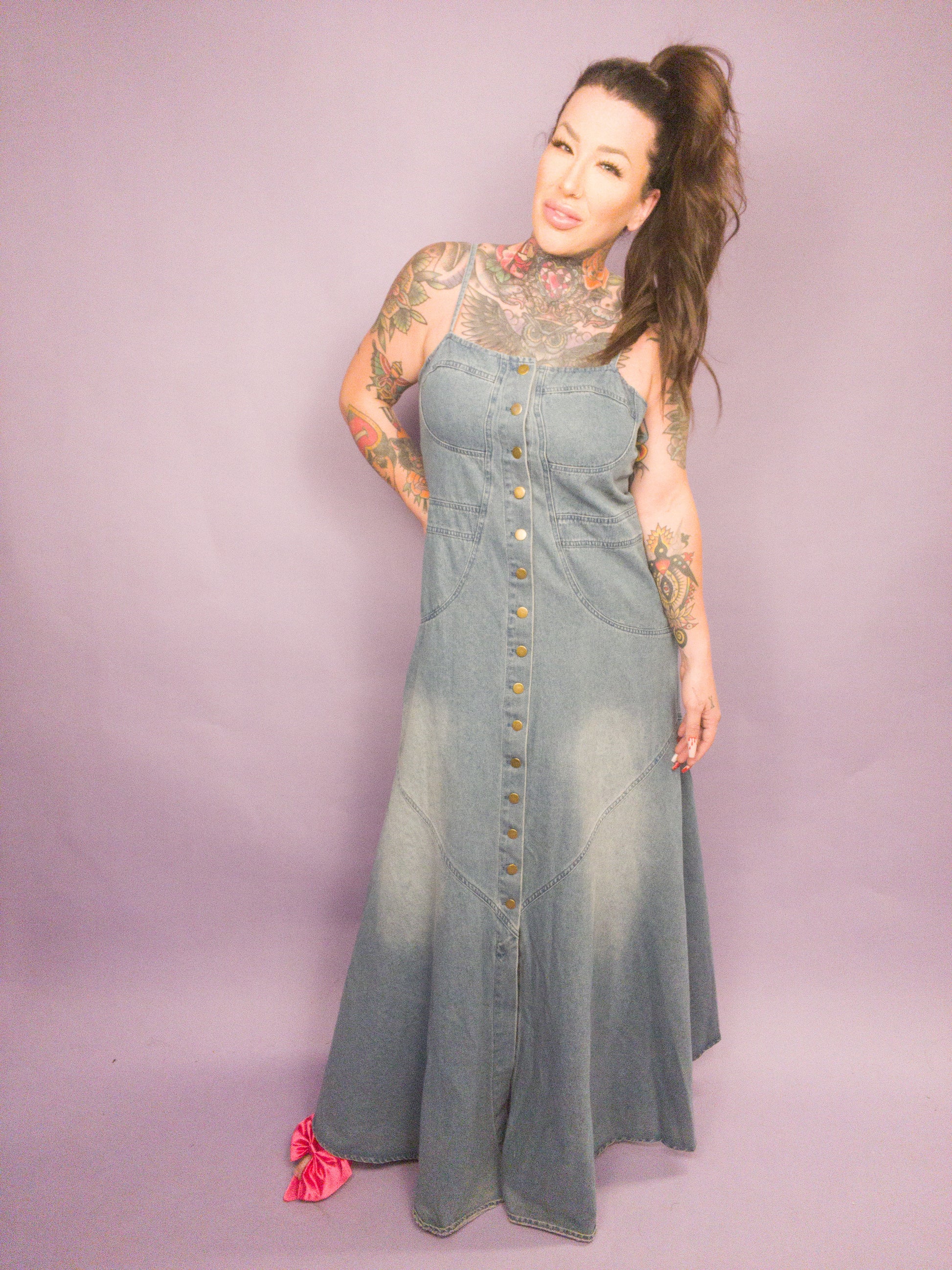 denim dress curvy Dallas Denim Maxi Dress Curvaceous Boutique