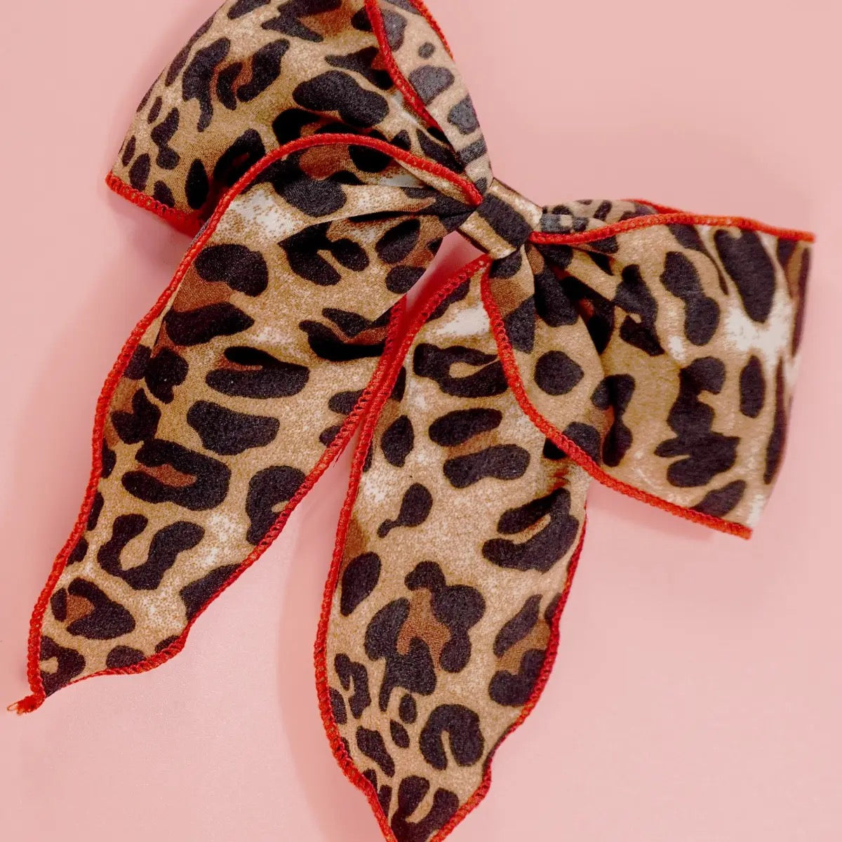Red Trim Leopard Bow Clip