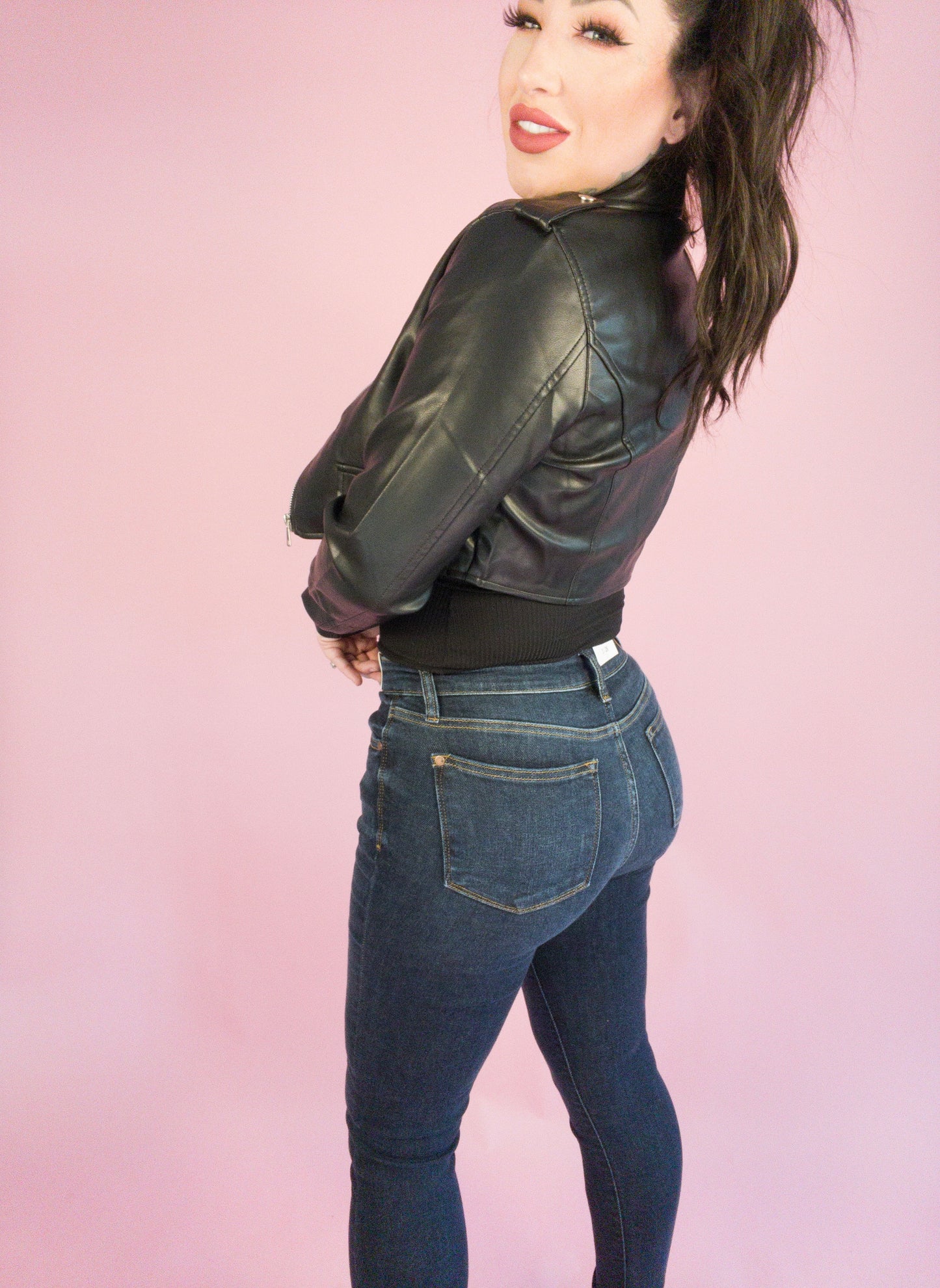 Cool Kid Pleather Cropped Moto Jacket