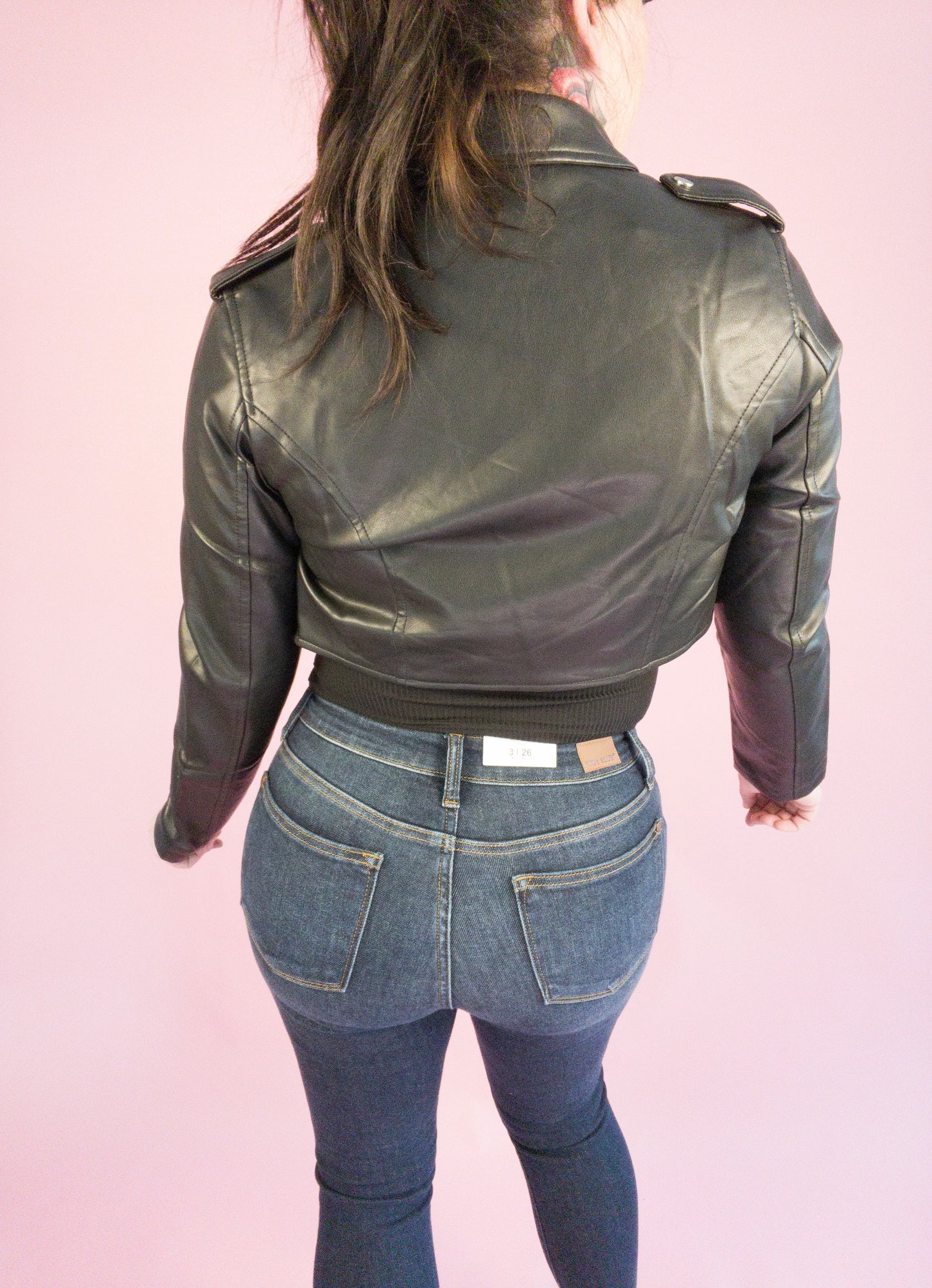 Cool Kid Pleather Cropped Moto Jacket