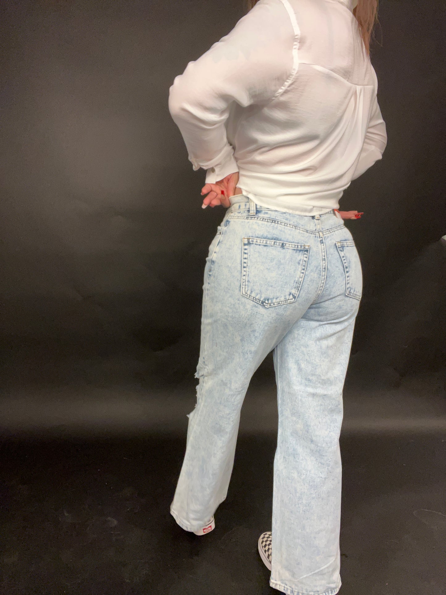 See Ya Later Girl Wide Leg Distressed Skater Jeans (Sizes 1-13)