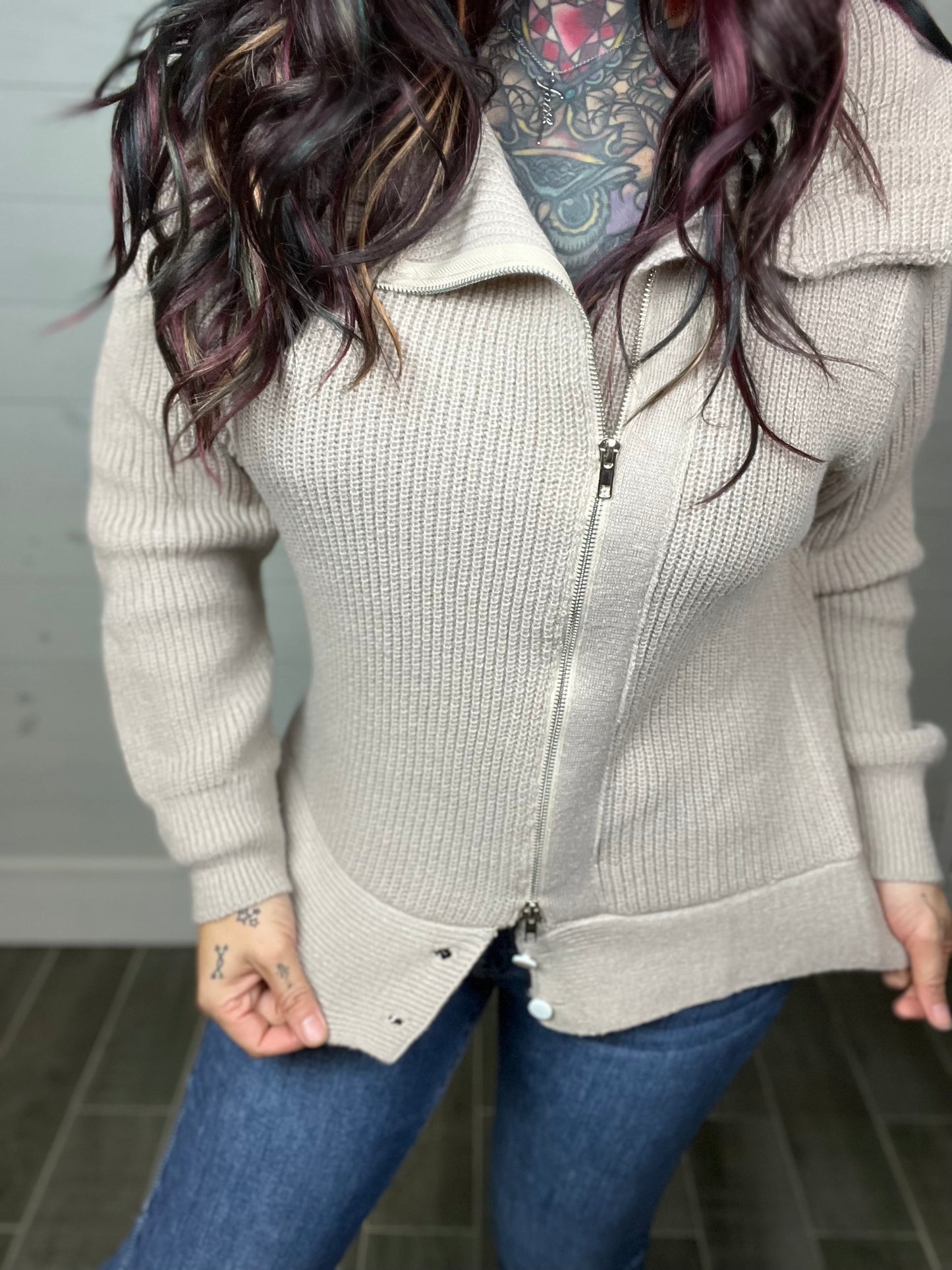 Warm With You Front Zip Sweater