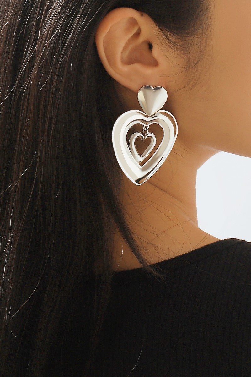 Retro Fascination Large Heart Drop Earrings