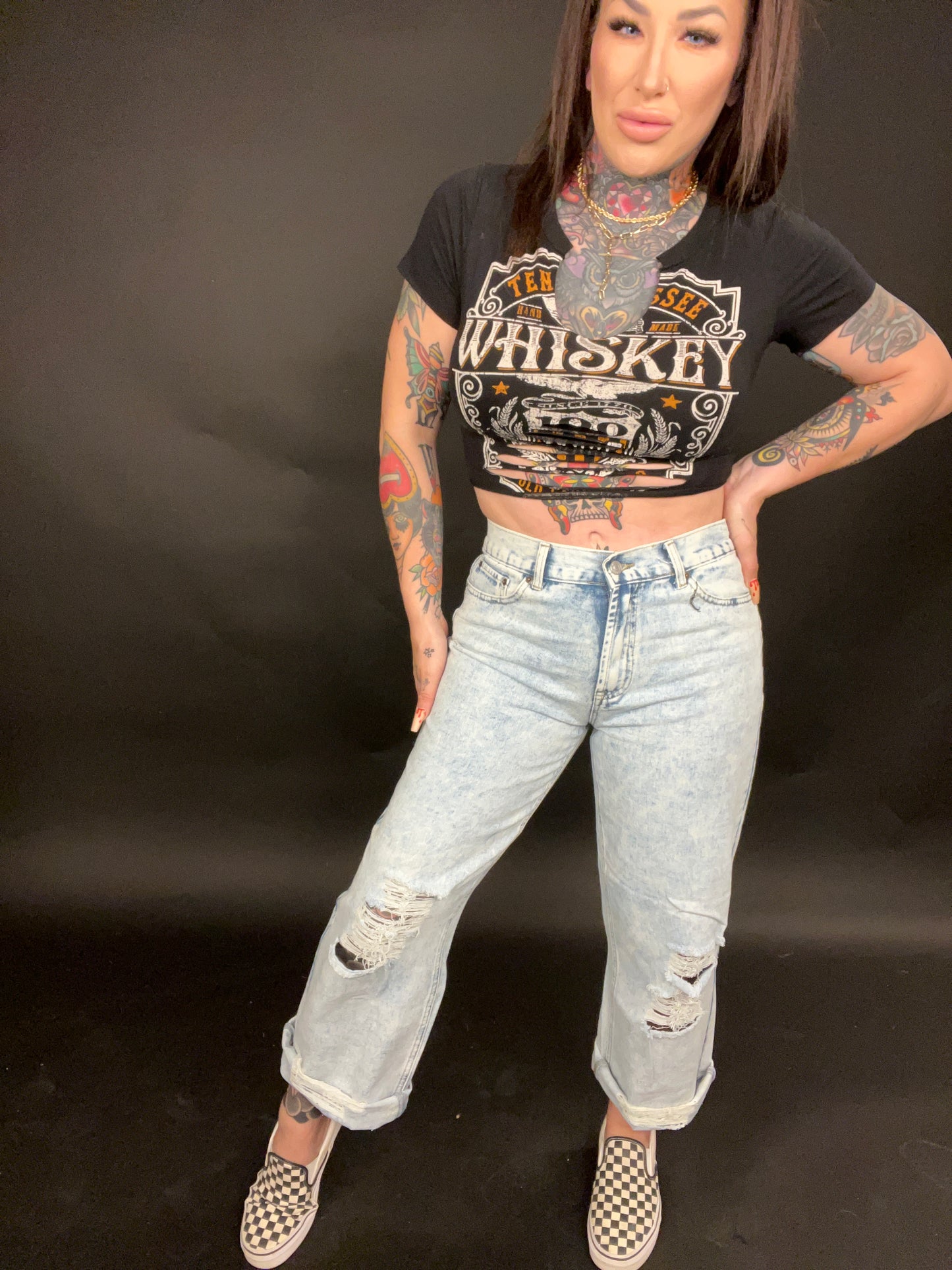 See Ya Later Girl Wide Leg Distressed Skater Jeans (Sizes 1-13)