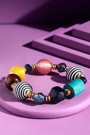 Well Traveled Bead & Fabric Bracelet