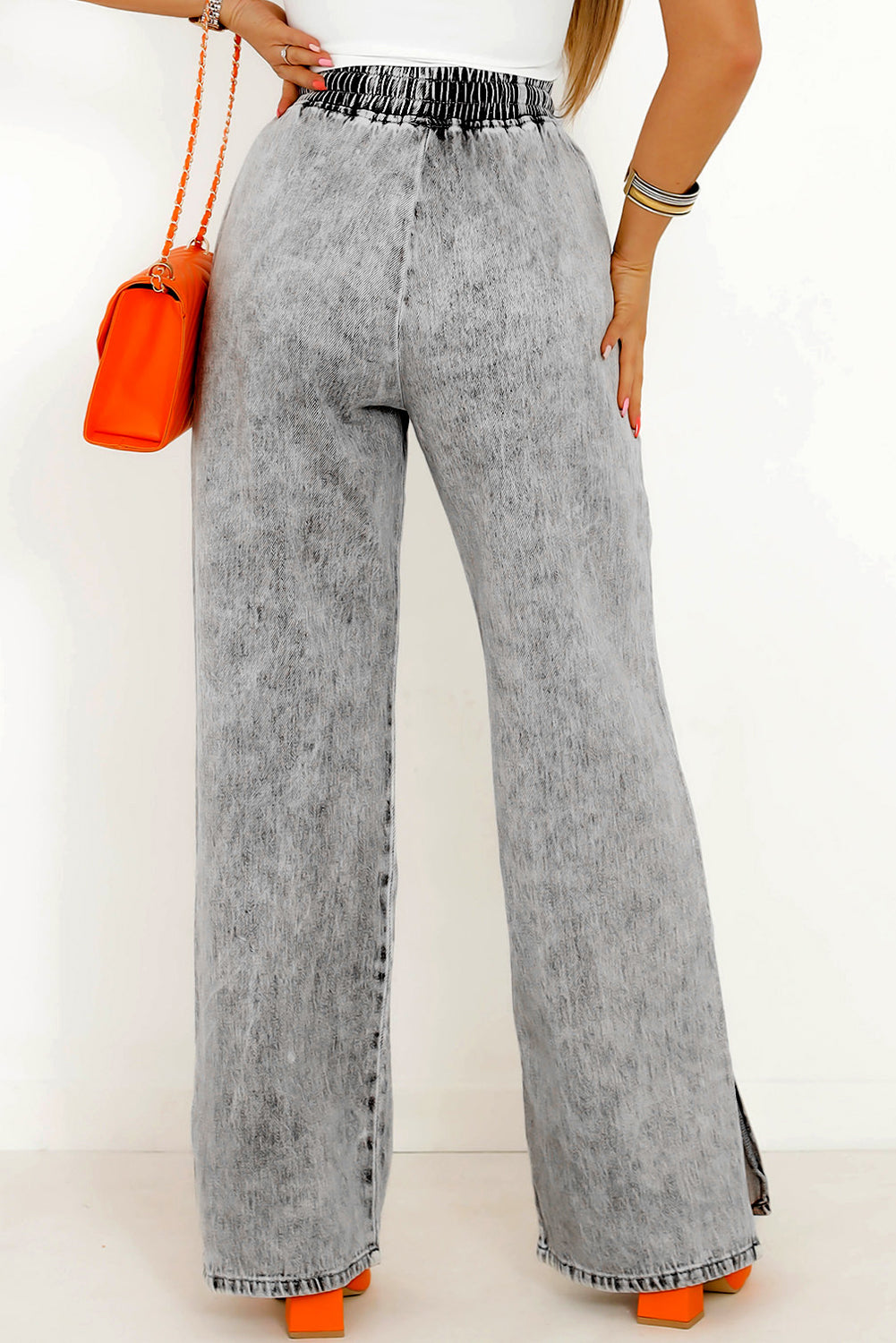 Jefree Slit Drawstring Jeans with Pockets