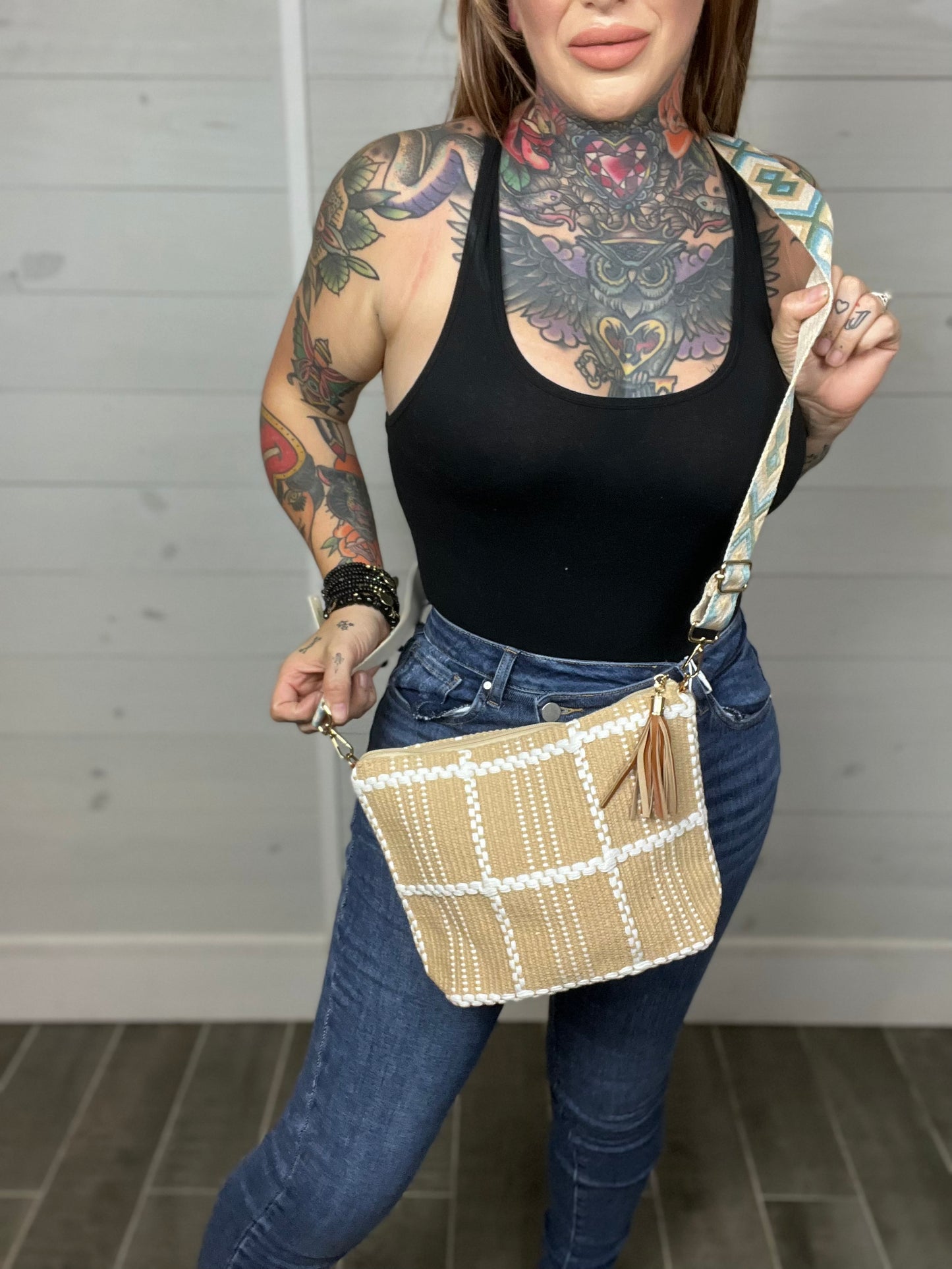 On My Own Path Woven Crossbody Bag