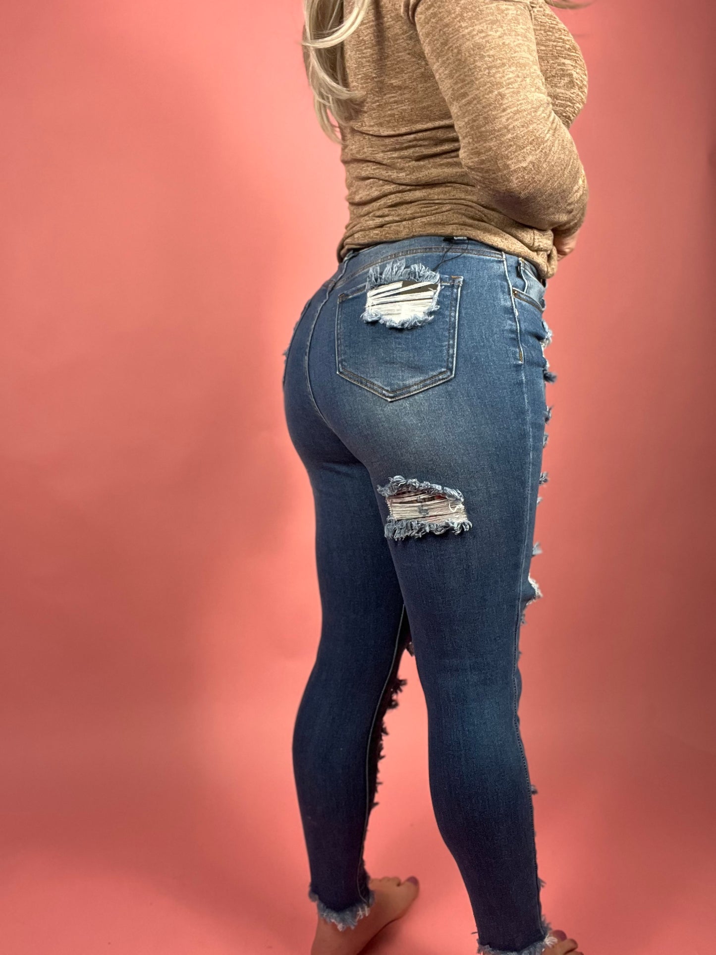 Talk Back Curvy/Reg High Rise Skinny Denim Jeans