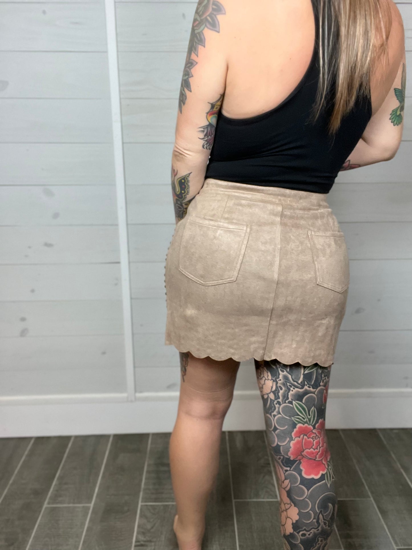 Born To Be Stylish Suede Studded Skirt