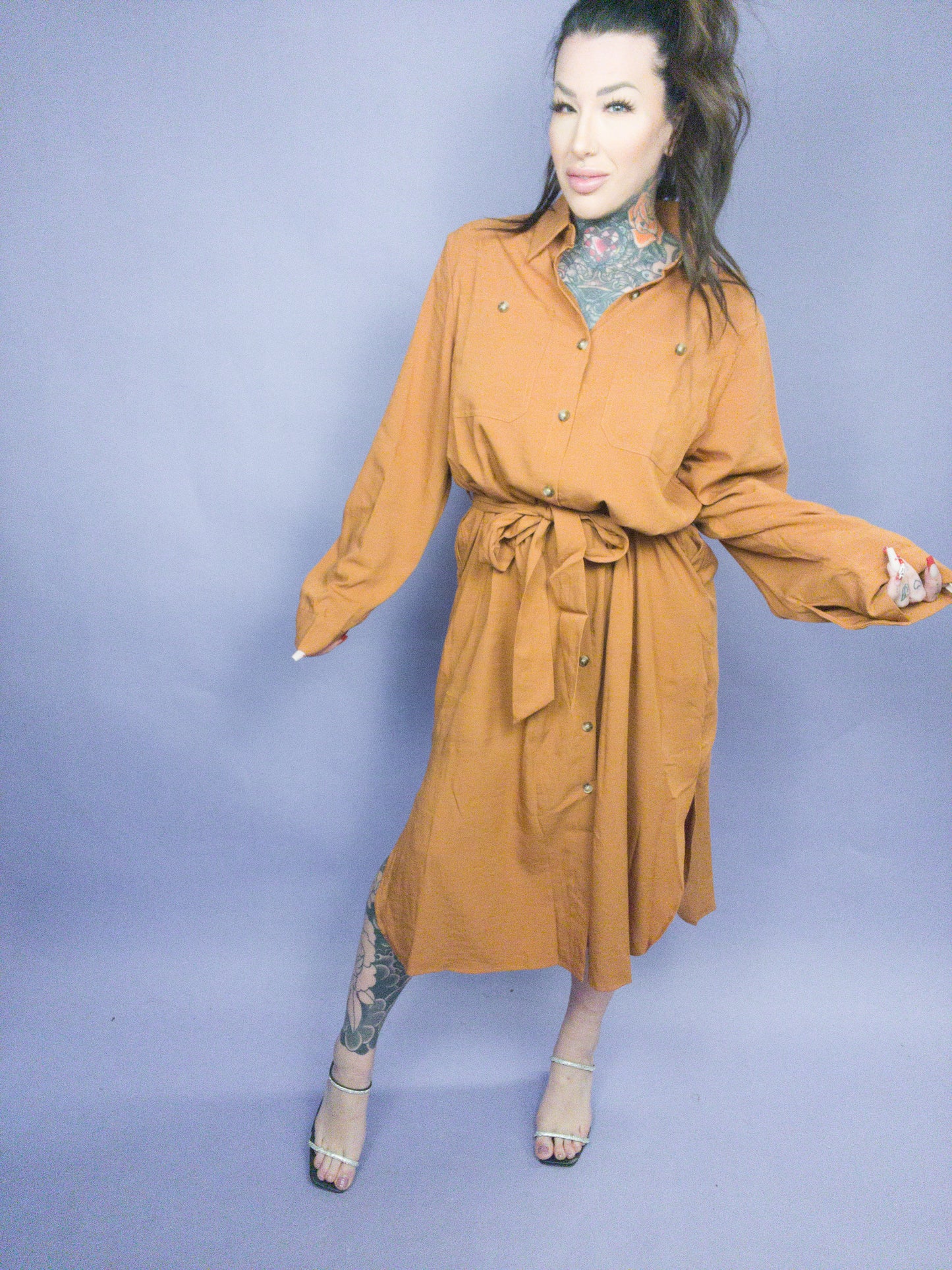 CURVY Jade By Jane - Button Down Shirt Long Dress