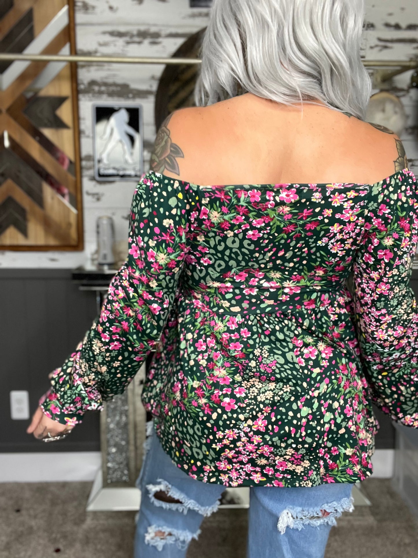 Tip Up Town Curvy/Reg Floral Babydoll Top